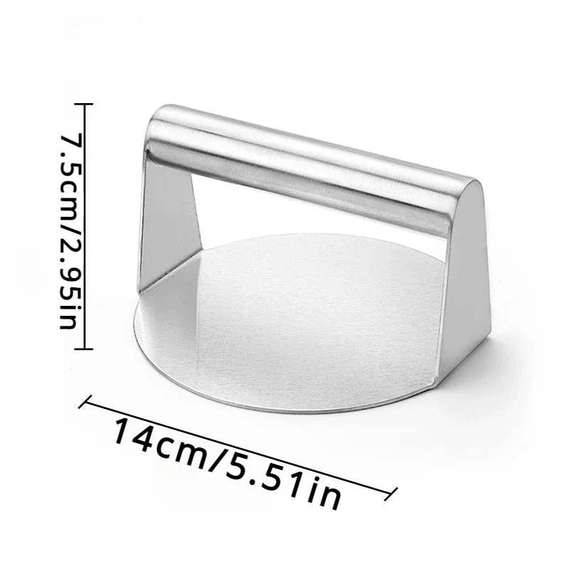 Stainless Steel Smash Burger Press Hamburger Patties Meat Masher Circular Meat Press Mold for Deli Meats Kitchen Accessories: Default Title
