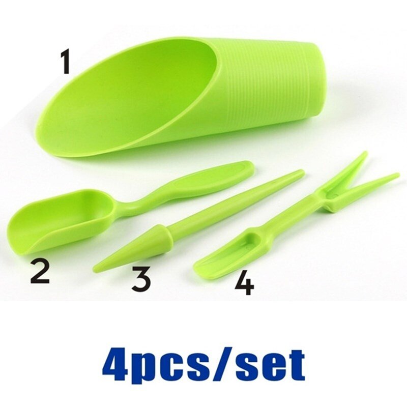 4pcs Flower Growing Tool Set Home Plant Cultivation and Maintenance Tools Mini Garden Tools Succulent Planting Kit: Light Green