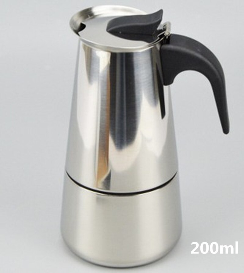 Top rustfrit stål moka latte espresso bærbar kaffemaskine komfur filter kaffekande percolator mokka cafetera expreso: 200ml