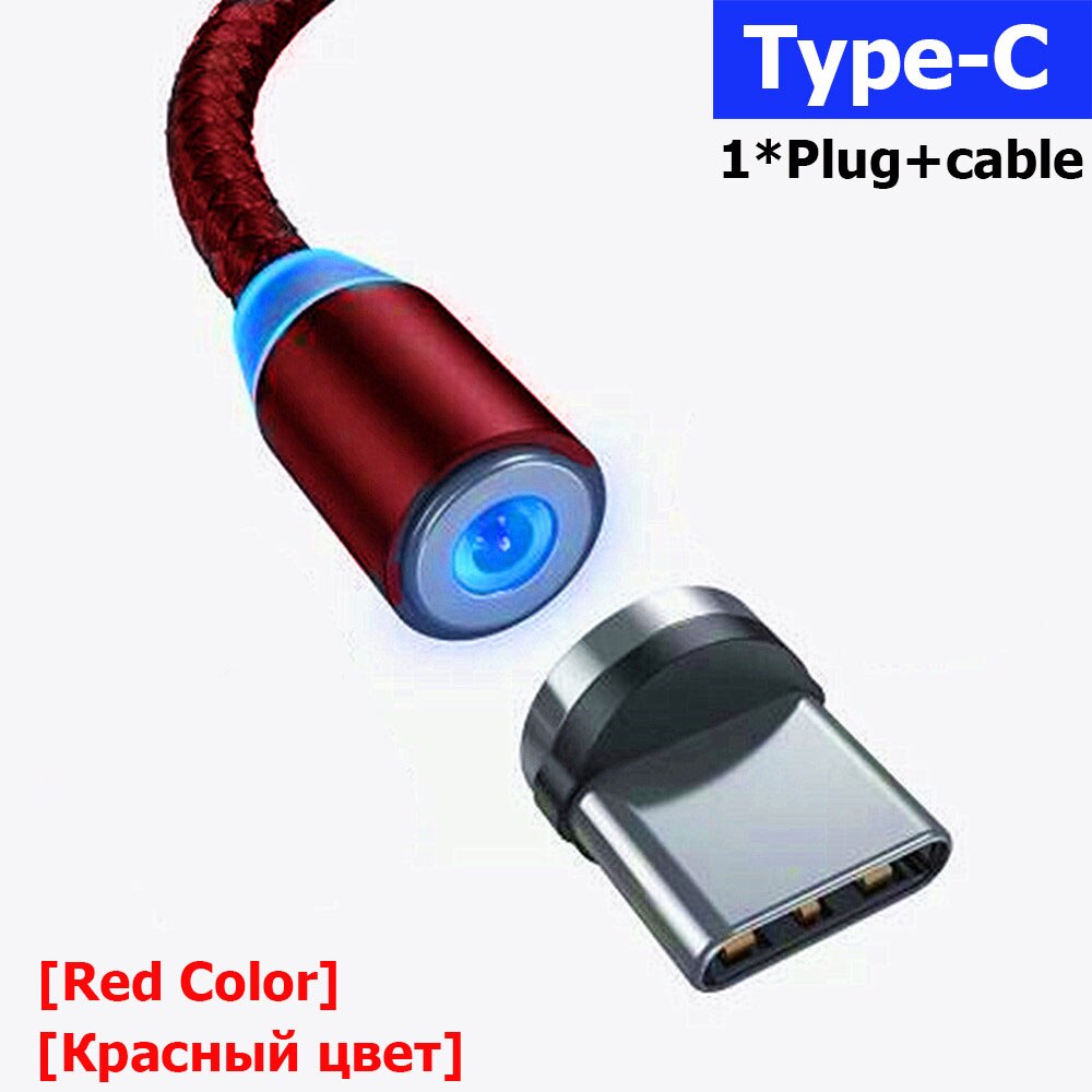 Ricarica veloce 2.4A Magnetico Cavo 2M Micro Cavo USB Mobile di Potere del Caricatore Magnetico Filo Per IOS Tipo C Android magneti Adattatore: Red For Type-C