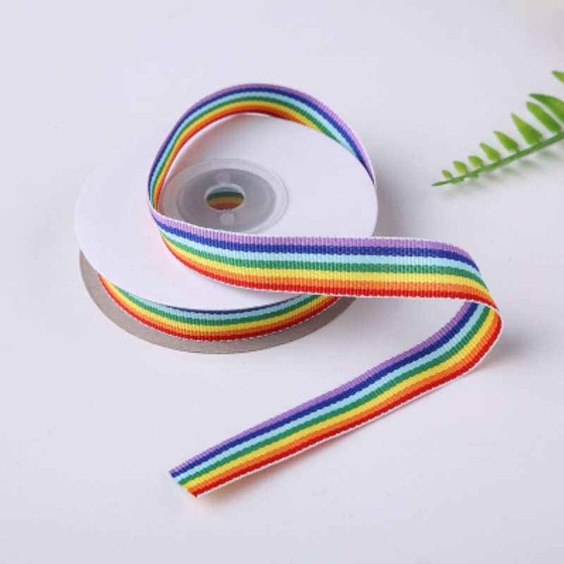 Zerzeemooy 10 Mm 100y/Veel Dubbele Gezicht Mooie Grosgrain Regenboog Streep Decoratieve Lint Tape Voor Festival Verjaardag 1" 5/8 "25 Mm