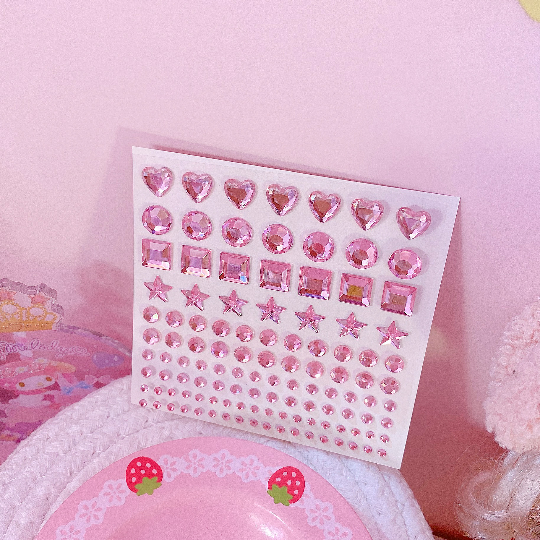Nuevas pegatinas de gemas 3D para niños, pegatinas de diamantes, pegatinas de cristal acrílico, DIY, decoración tridimensional de diamantes de imitación para niñas: Pink