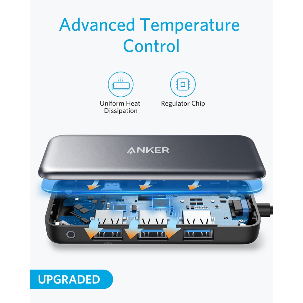 Anker USB C Hub,4-in-1 USB C Adapter,60W Power ,3 USB 3.0 Ports,for MacBook Pro 13'' ,Chromebook,XPS etc