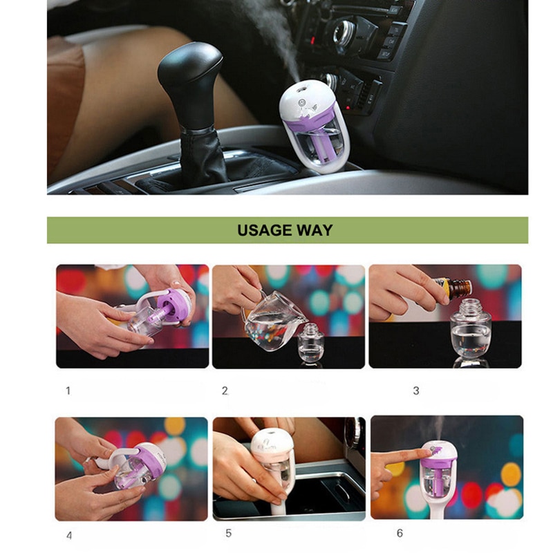 1Pcs 12V Car air freshener oil diffuser Car Steam Air Humidifier Aroma Diffuser Mini Air Purifier Diffuser Mist Maker Fogger