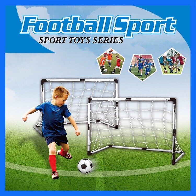 Vouwen Mini Voetbal Bal Doelpaal Net Set Pomp Kids Sport Games Speelgoed Kind Plastic Voetbal Trainingsapparatuur