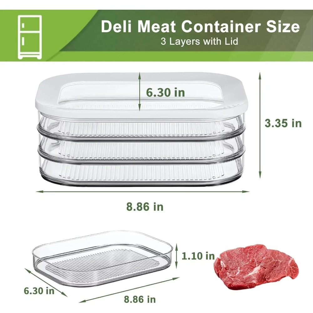 Fleischbehälter für den Kühlschrank, Speck, Mittagessen, Fleischbehälter für den Kühlschrank, Essenszubereitungsbehälter, stapelbare Aufbewahrungsboxen für Lebensmittel mit Deckel