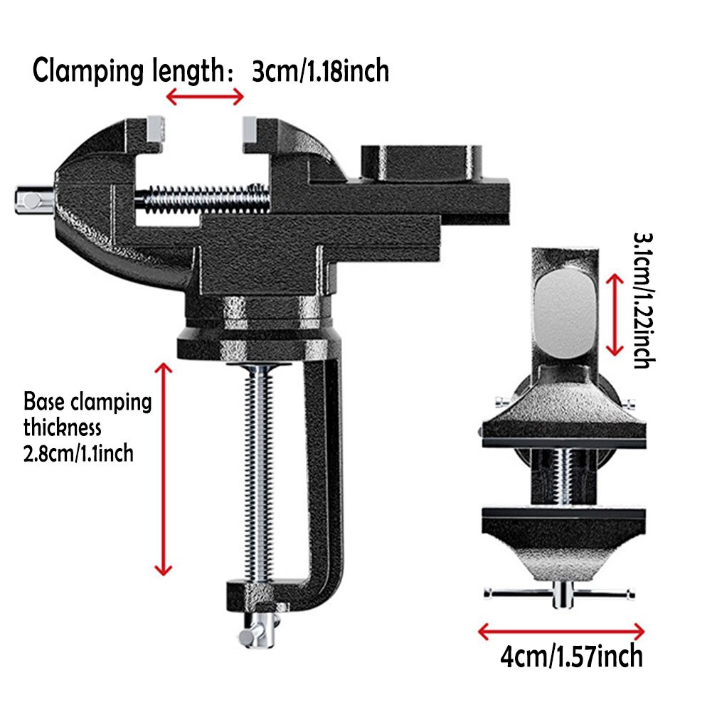 Bench Clamp Mini Vise Grip Clamp-On Bankschroef Met 360 Graden Draaivoet Voor Houtbewerking Leiding Boren Verstelbare Mini vise