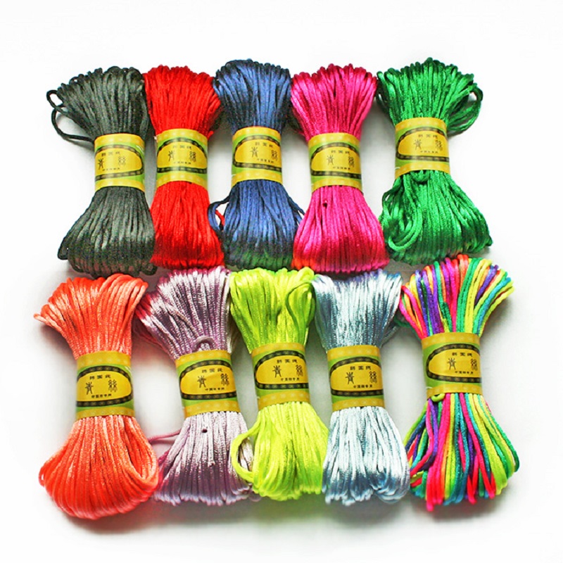 20 meter (2 MM) soft Satin Rattail Silk Macrame Koord Nylon Kumihimo Shamballa Voor DIY Chinese Knoop Tool Hand Stiksels Threads