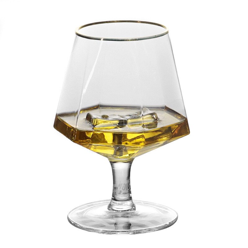 370Ml Cognacglas Diamond Crystal Glas Geesten Beker Gouden Rand Diamant Whisky Glas Wijn Glas