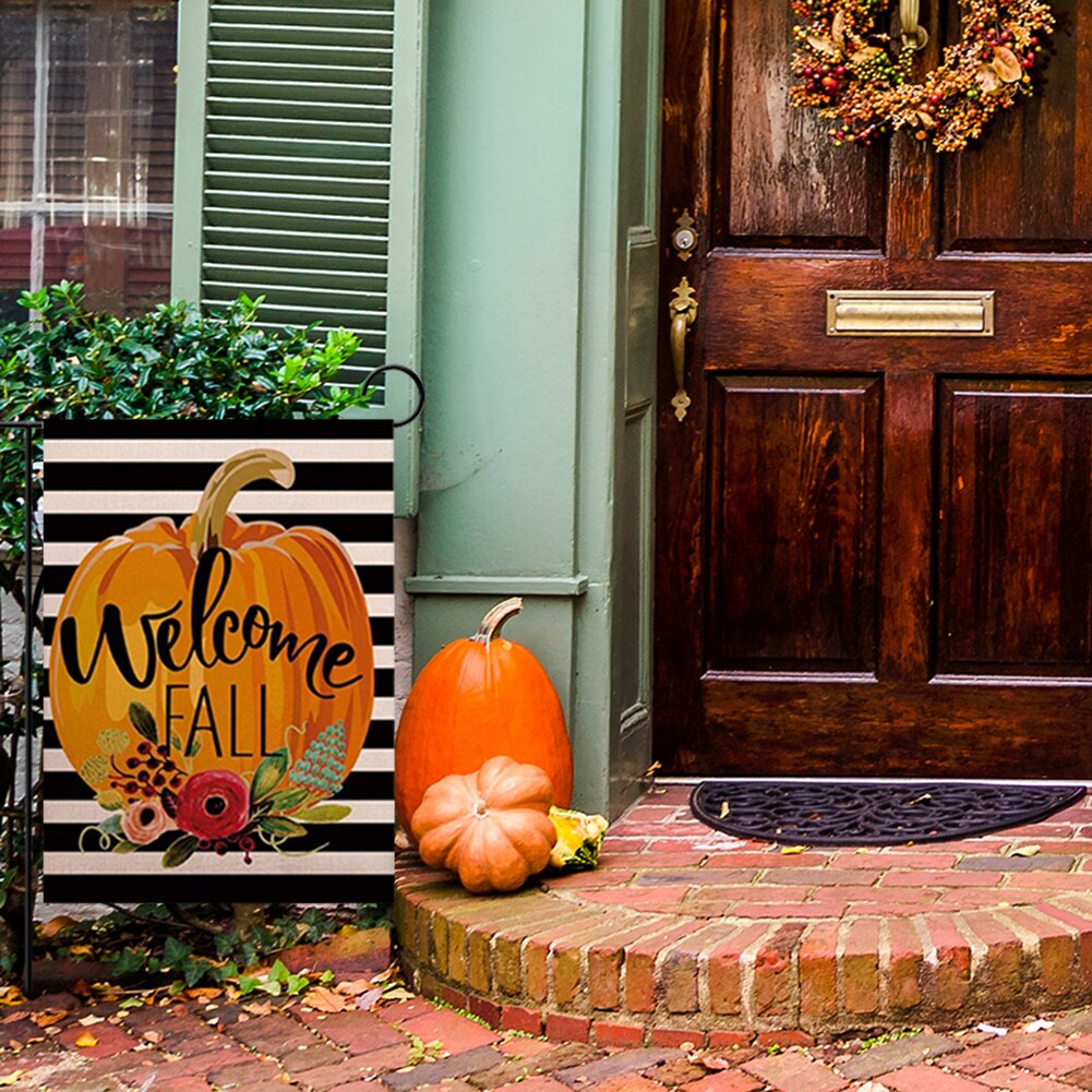 18/40 pouces bienvenue automne banderoles bannière en plein air fête impression drapeau décoratif Halloween accessoires décoration