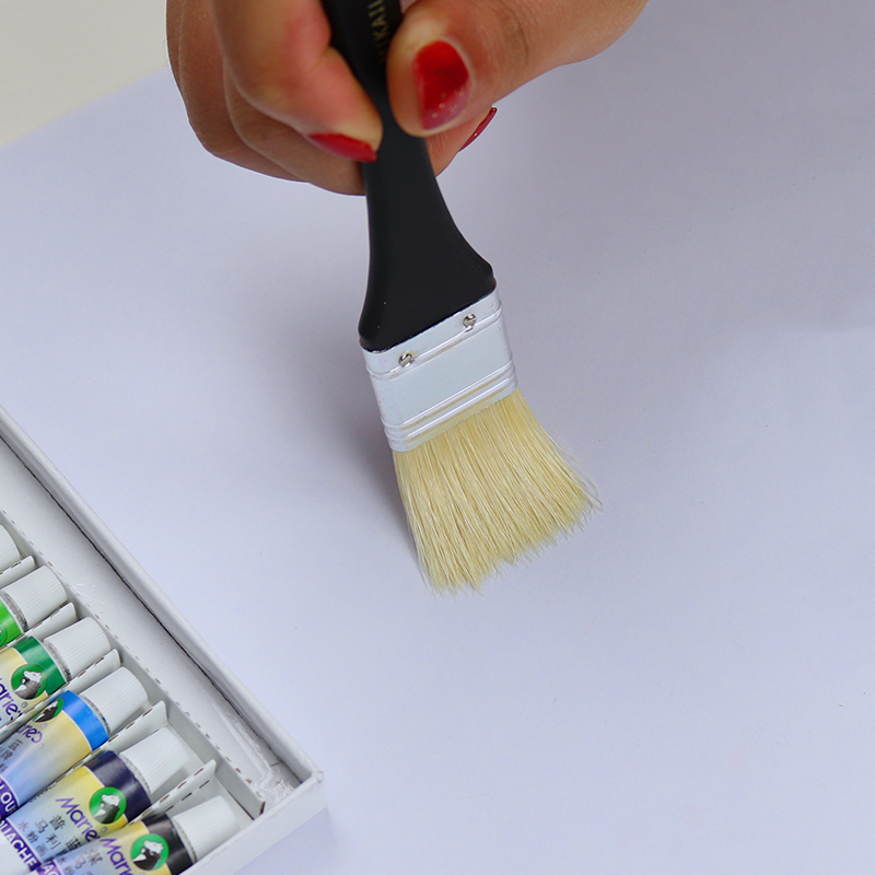 Watercolor Gouache Paint Brushes Flat Tip Bristle Painting Brush Set Variety Style Oil Acrylic Brush Watercolor Pen Art Supplies