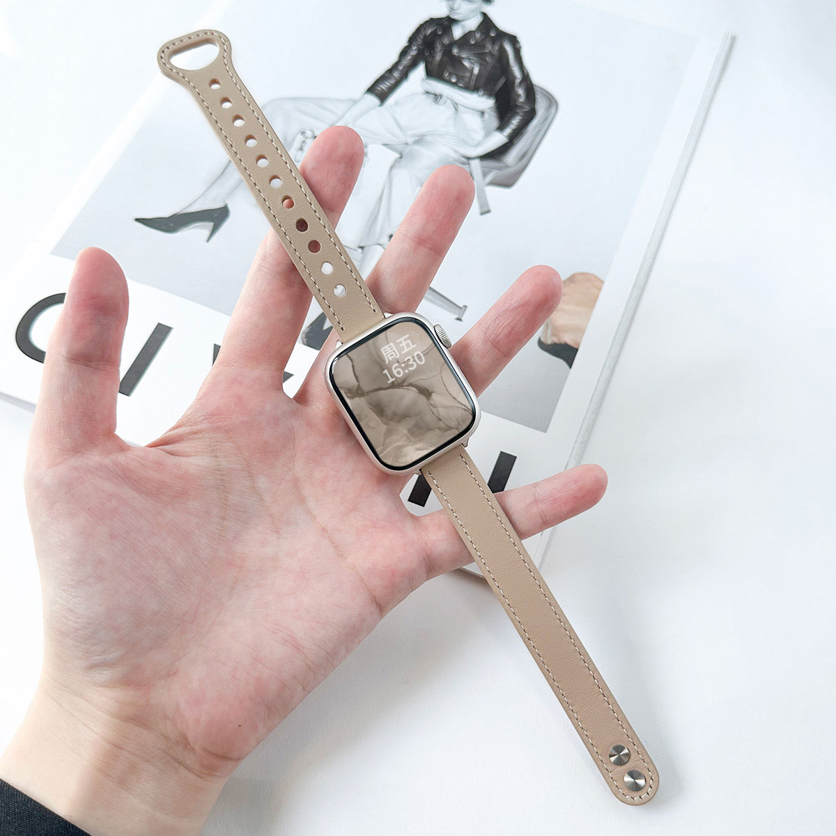 Tynd pu-læderrem til apple watch-rem 10 42/46mm 41/45 mm slank rem til iwatch loop  s9/8/7 se 6/5/4 40/44mm 42mm 38mm