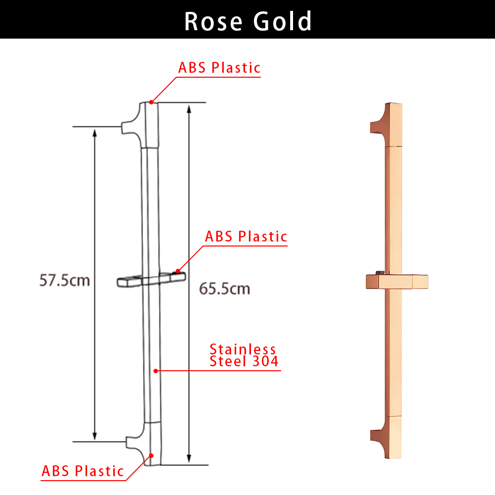 Wall Mounted Adjustable Slide Shower Bar Bathroom Shower Riser Sliding Bar Set with Hose and Shower Black Gold Minimalist Style: Rose Gold