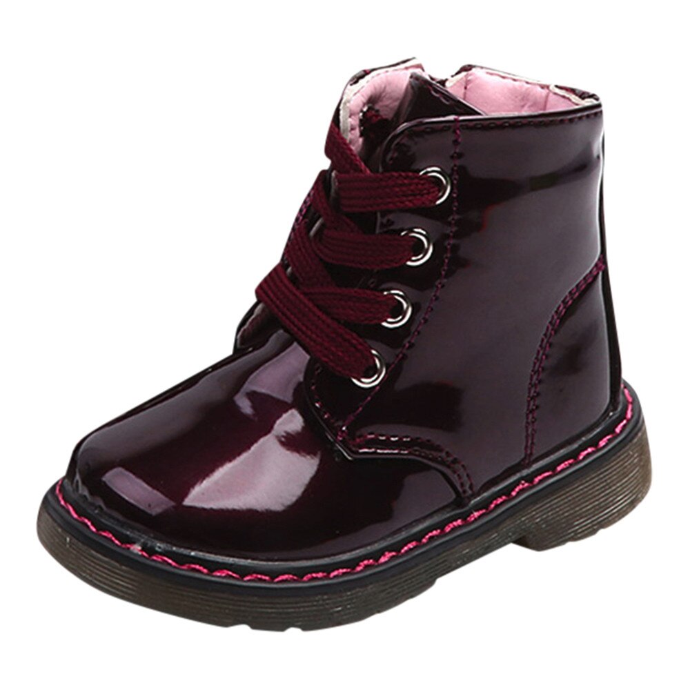 Botas de otoño invierno venta de niñas botas Martin botas nueva de zapatos de cuero de los niños de chica cremallera suave botas calzado informal: WE / 23