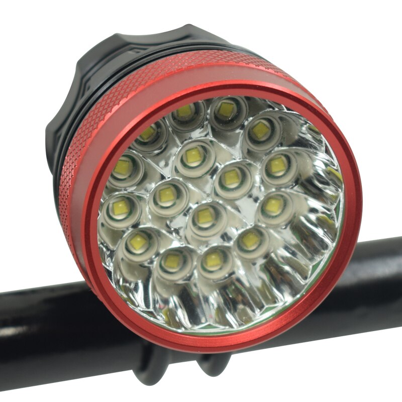 20000 Lumen 16 * T6 Led Cycling Bike Light Mtb Koplamp Waterdicht 3 Modes Fiets Front Lamp Night Riding Zaklamp geen Batterij: red only light