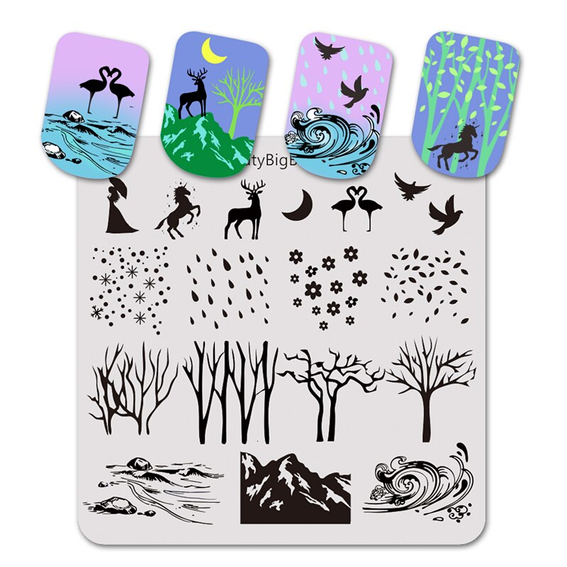 BeautyBigBang 6CM Nail Stamping Plates Striped Cute Cat Image Stainless Steel Template Nail Art Stamp Plate 041: 31