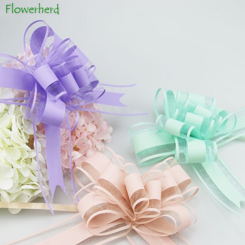 Plain Snow Yarn Garland Streamers Ribbon Flowers Packaging Bundled Wedding Car Door Hand Streamers Wedding Decoration