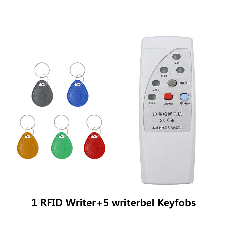 Rfid-kaartlezer, rfid-schrijver, draagbare kaartlezer met 5 kaarten/tags, sleutelhangers, kopieermachine, schrijver, duplicator: Stijl 2