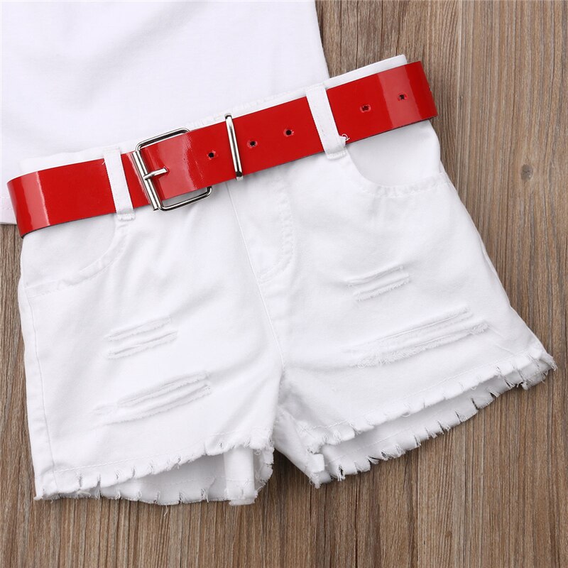 Kids Clothes Girls Rose Flower Off Shoulder Tops+Denim Shorts Baby Girl Summer Outfits Toddler 2PCS Clothes