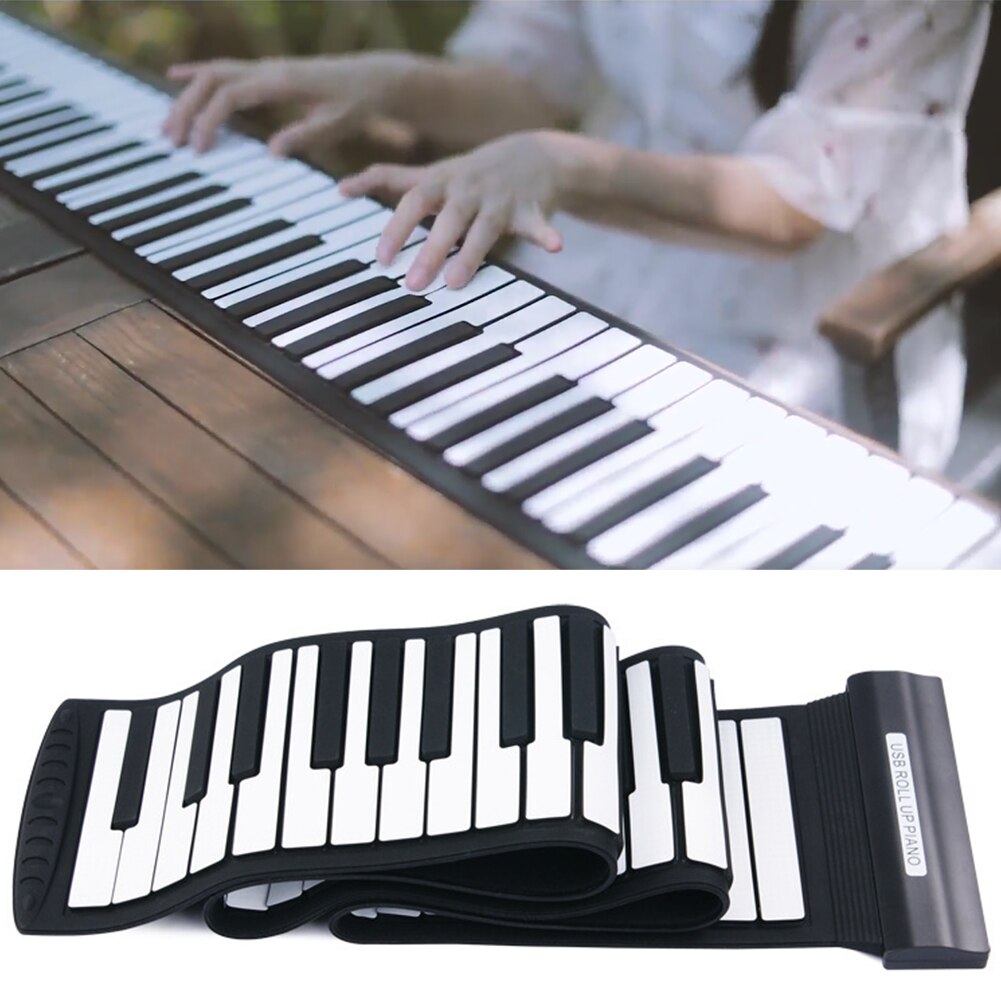 Piano enrolladas 88 teclas con altavoz interfaz USB de silicona para principiantes grabación de música teclado electrónico salida MIDI recargable