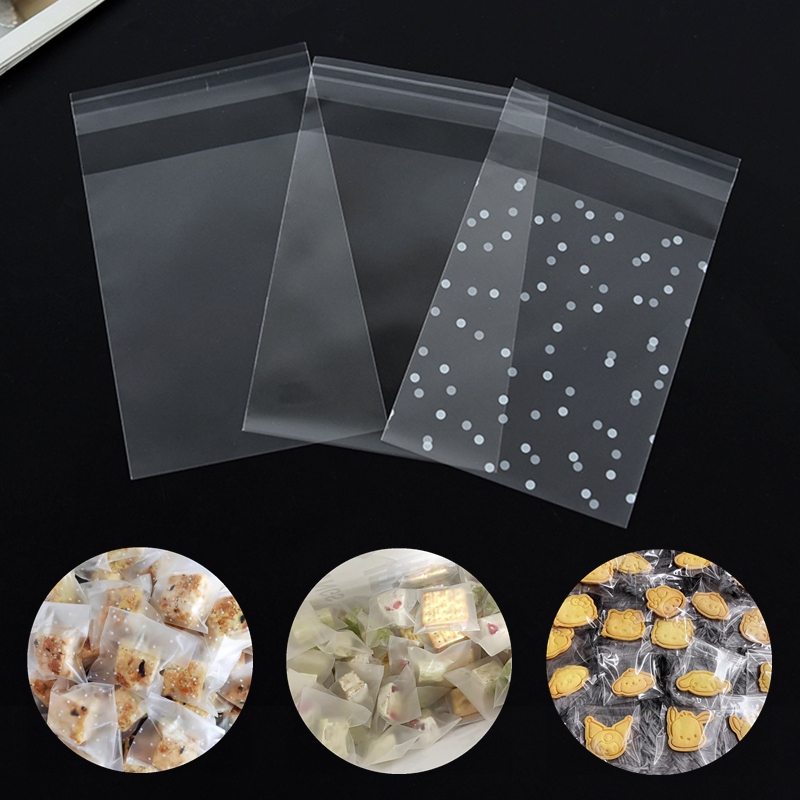 100 sztuk przezroczysty celofan torba samoprzylepne wyczyść Opp plastikowe torby na cukierki Cookie opakowania wesele małe torebki na prezent