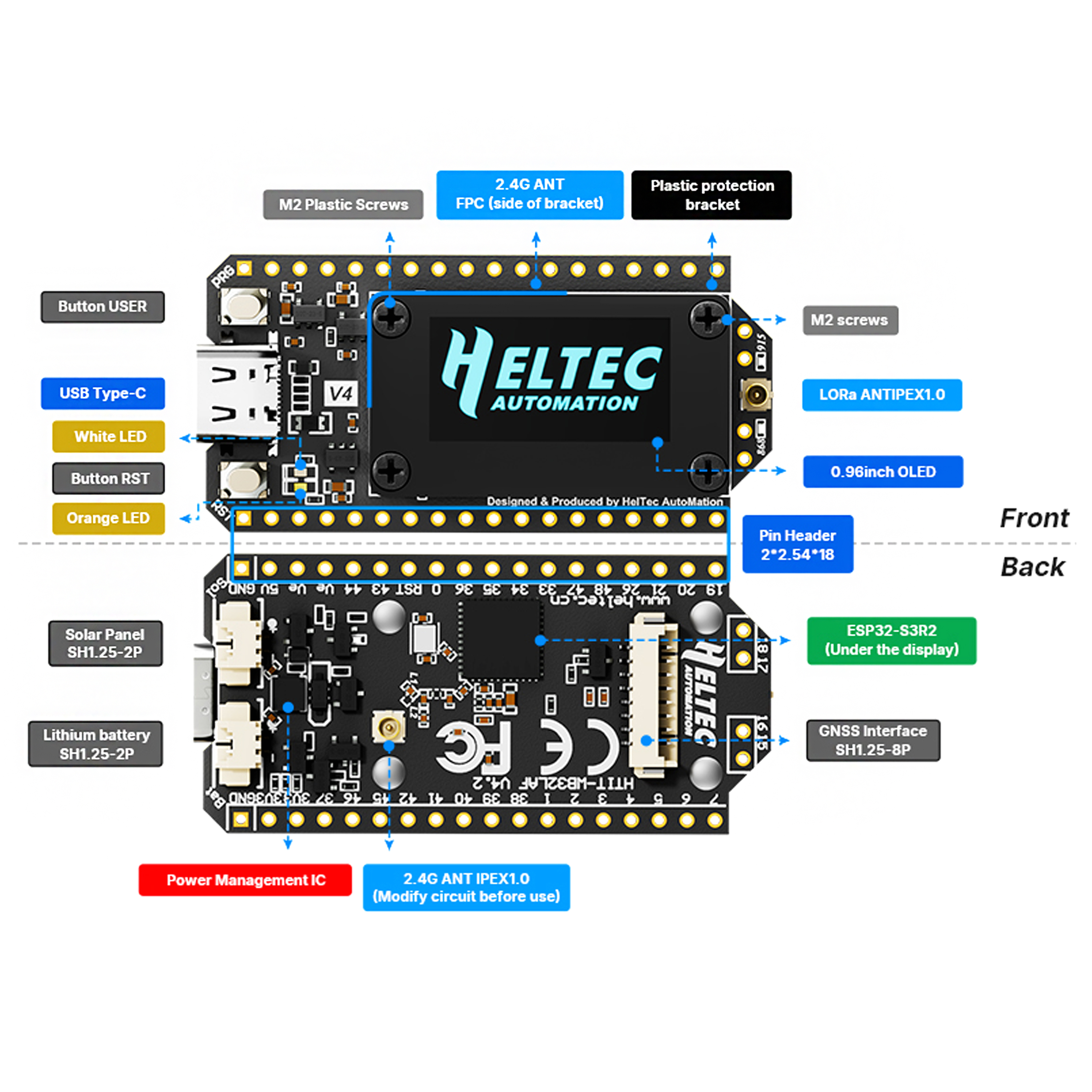 Aktualisierung wlan lora 32(v4)  esp 32 s 3+sx1262 ble lora-knoten, meshtastic- und lorawan-kompatibel , 28 dbm sendeleistung