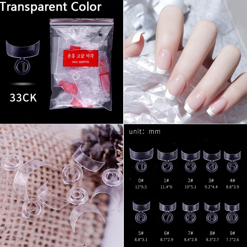 500 stuks/pak diy nagels manicure salon tools nagel tips witte halfdekkende kunstmatige nepnagel uv-gel
