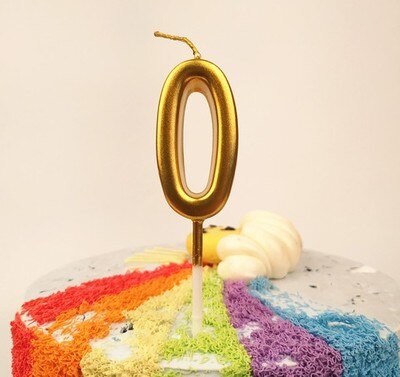 Bougies dorées, 1 pièce, outils de décoration pour un gâteau scintillant et brillant, figurine pour gâteau de fête, fête d'anniversaire pour bébés enfants: 0