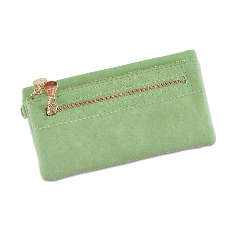 Women's Long Wallet Female High Capacity Double Zippers Clutch Purse Wristlet Women's Purse Long PU Leather