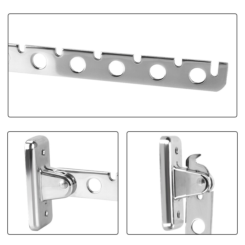 Indoor Space Saving Wall Mounted Clothes Drying Rack Stainless Steel 6 Holes Home Organizer Clothes Folding Hangers