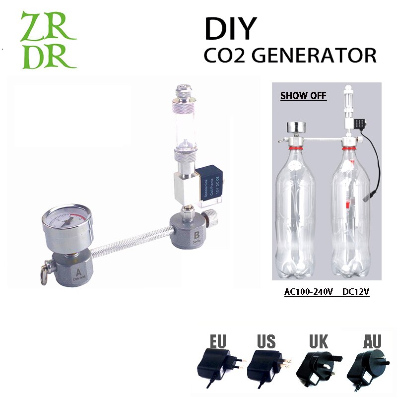 ZRDR Aquarium DIY CO2 generator system kit CO2 generator, bubble counter diffuser with solenoid valve,For / Aquatic plant growth
