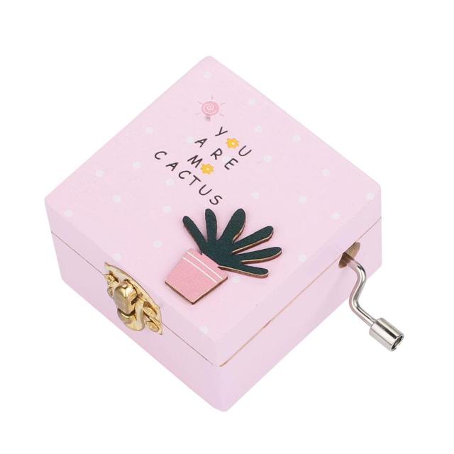 Wooden Music Case Eight Tone Box Music Box Christmas Plant Ornaments Keepsake Kids Beautiful: Pink