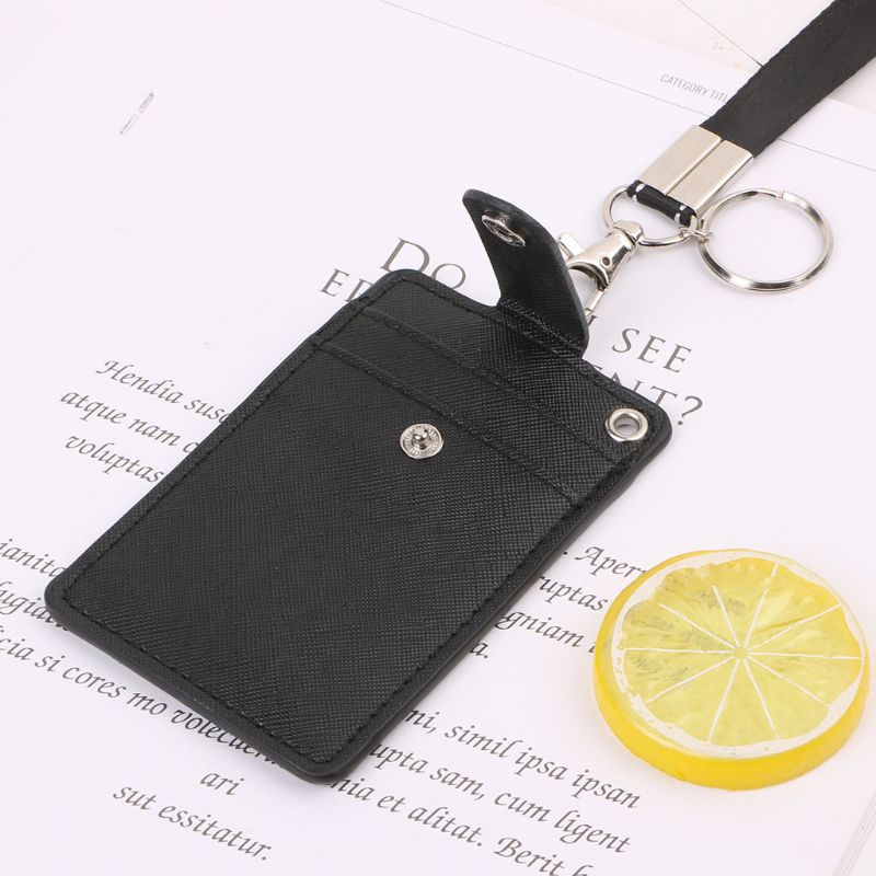 THINKTHENDO Office Work School ID Card Badge Holder with Keyring Rope Layards Neck Strap Bag Accessories 11x7.2cm