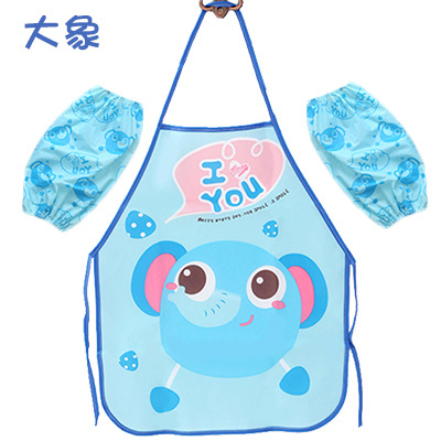 3 Stks/set Baby Kid Mooie Cartoon Dier Waterdichte Antifouling Schort Pvc Kinderen Jongen Meisje Mouwloze Slabbetjes Keuken Voeden Stuff: elephant