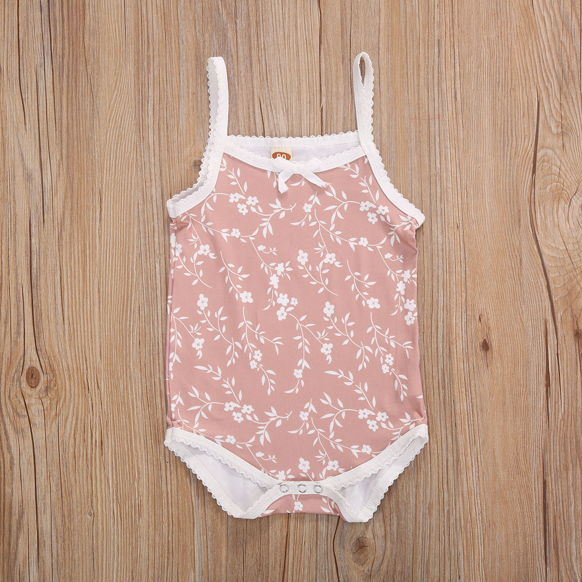 Focusnorm 0-24M Zomer Kids Meisjes Bodysuits Bloemen Print Mouwloze Jumpsuits Boog Mooie Outfits 3 Kleuren