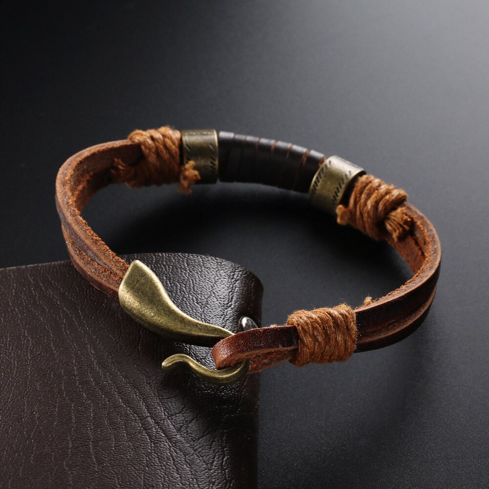 Kirykle – bracelet en cuir tissé à la main pour hommes et femmes, de , marron Punk, Vintage, manchette, , bijoux