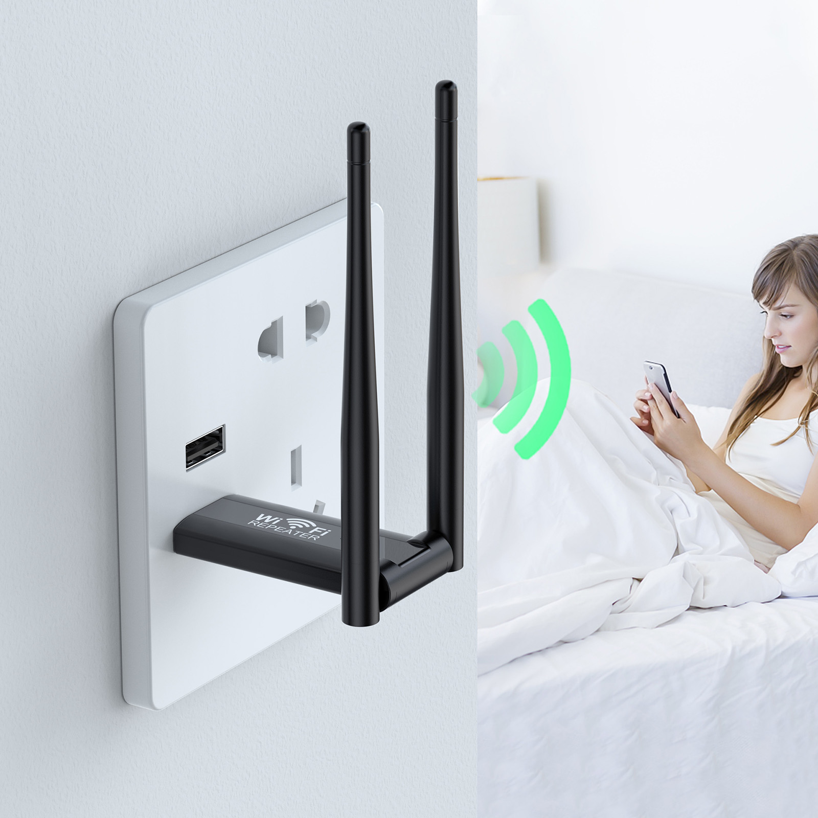 300Mbps 2.4G USB Wireless WiFi Repeater Extender WiFi Signal Amplifier Booster Long Range Wi-Fi Repeater Home Network Extension
