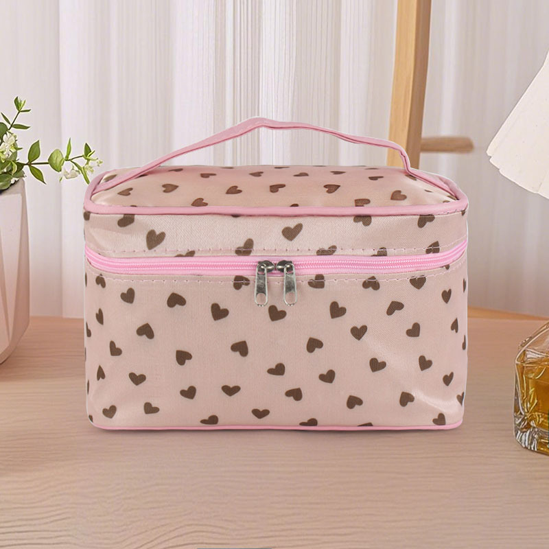 Makeup Bag Portable Large Capacity Organizer Storage Box Advanced CarryOn Waterproof Wash Cute Sweet Handbag Simple Toiletry Bag: Orange