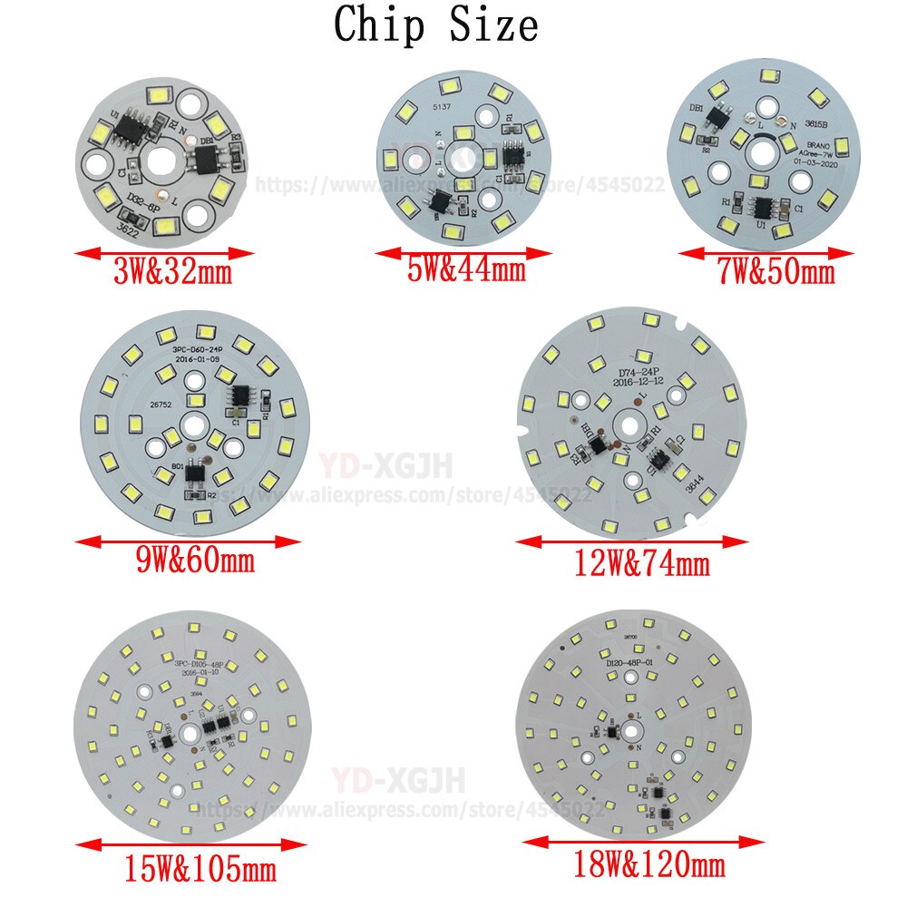 20 stks AC220V led pcb smd 2835 geïntegreerde IC driver aluminium lamp plaat base direct naar AC 220 v voor 3 w 32mm lamp licht lamp verlichting