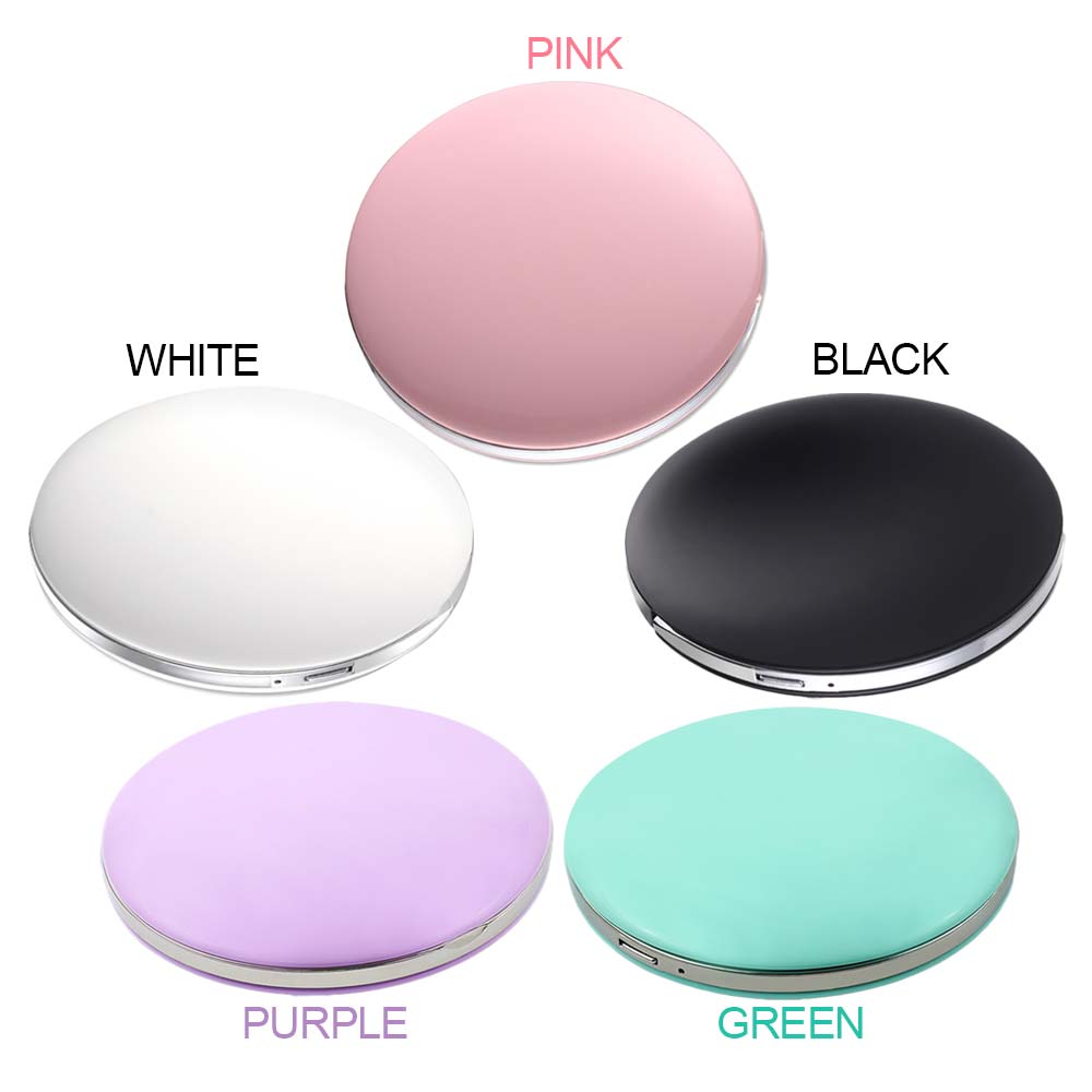 LED Light Mini Makeup Mirror Compact Pocket Face Lip Cosmetic Mirror Travel Portable Lighting Mirror 3X Magnifying Foldable