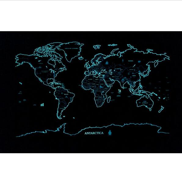 Star Maps nouveauté mondiale voyage gratter carte Fluorescente affiche de carte du monde lueur dans la lumière carte du monde