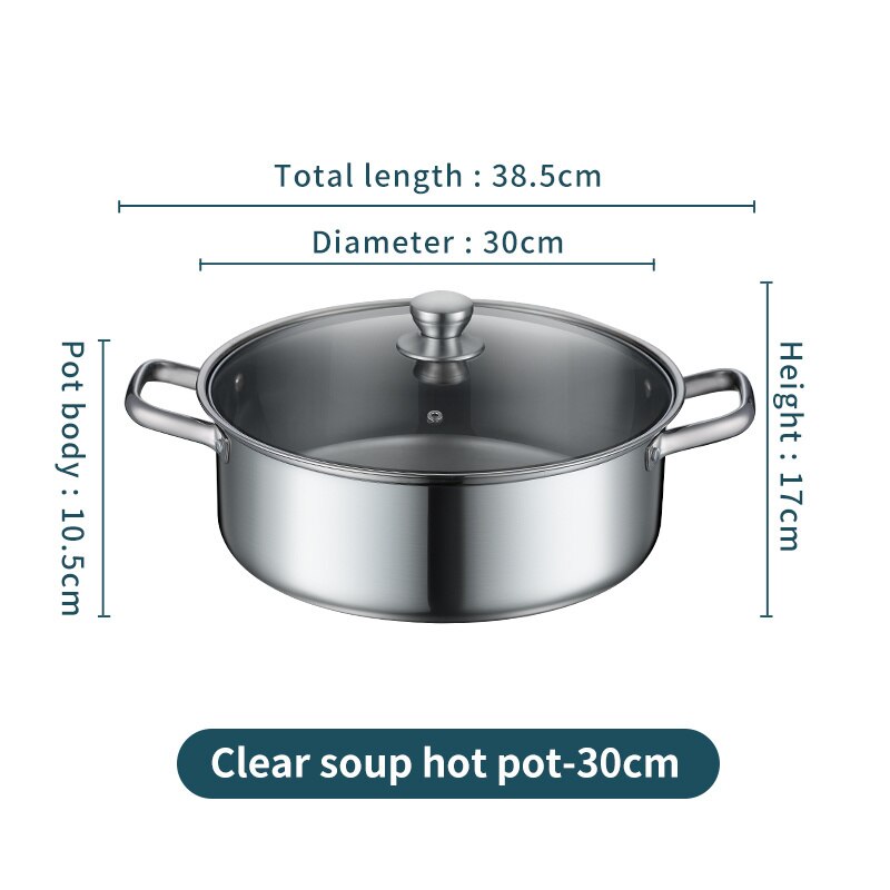 Vandhome Chinese Pot Met Deksel Soeplepel 18/8 Rvs Koken Pot Dubbele Smaak Pot Keuken Kookgerei: Without interval 30