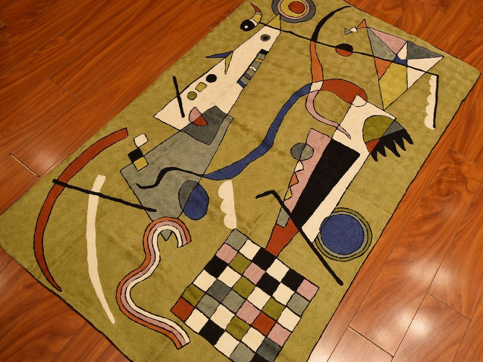 Kandinsky tapis suspendu mural abstrait | Tapis, laine, 3 ftx5ft avion vert