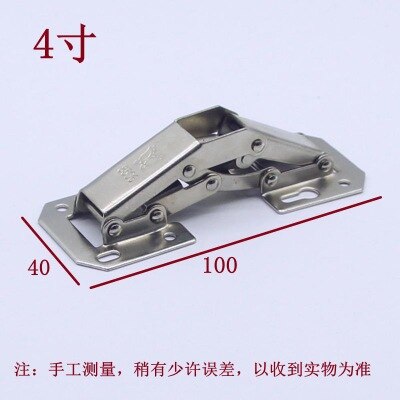 10 stk 90 graders kabinet hængsler 3 tommer ikke-borende hul broformet fjederhængsel skabsdør møbelbeslag med skruer: 4 tommer