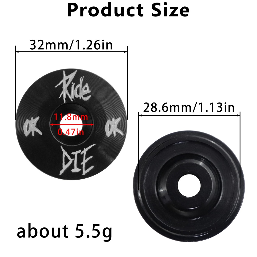 Ride or Die – capuchon supérieur de casque de vélo avec vis en titane M6 x 30mm, pour fourche avant de 1-1/8 pouces, couvercle supérieur de tige en alliage d'aluminium