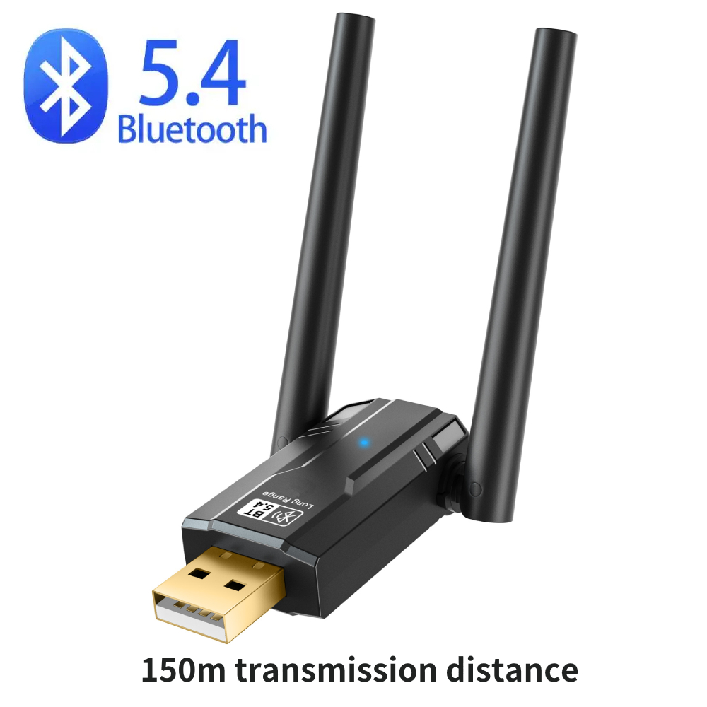 150m Bluetooth 5.4 USB Adapter 5.3 Dongle Driver Free for Windows 11/10/8.1 Mouse Keyboard Audio Receiver Transmitter Bluetooth: black