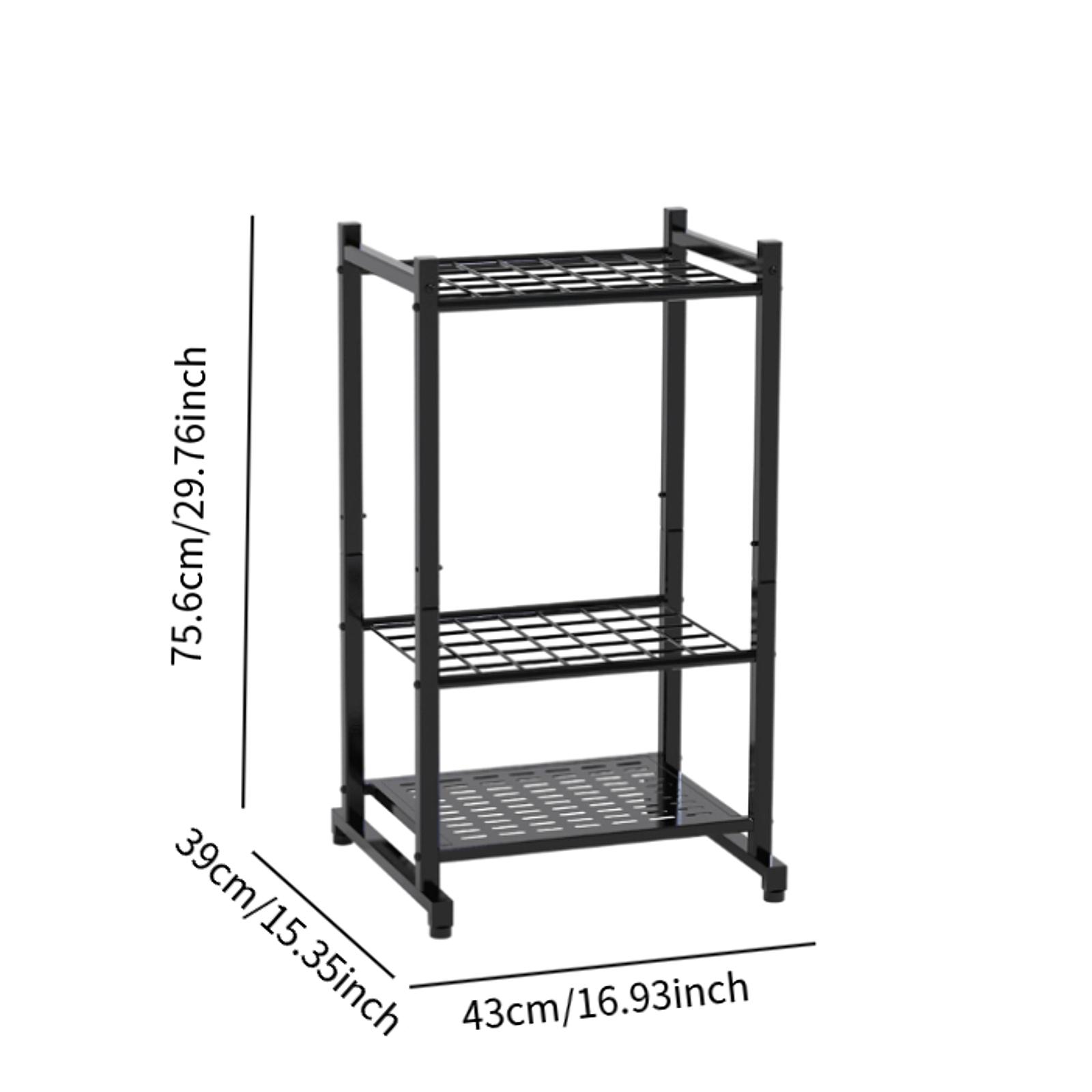 Organizador de herramientas de jardín, estante de utilidad estable, fácil de instalar, estante de almacenamiento de herramientas de garaje, rastrillos, palas, estante para cobertizo, patio, césped exterior: Negro