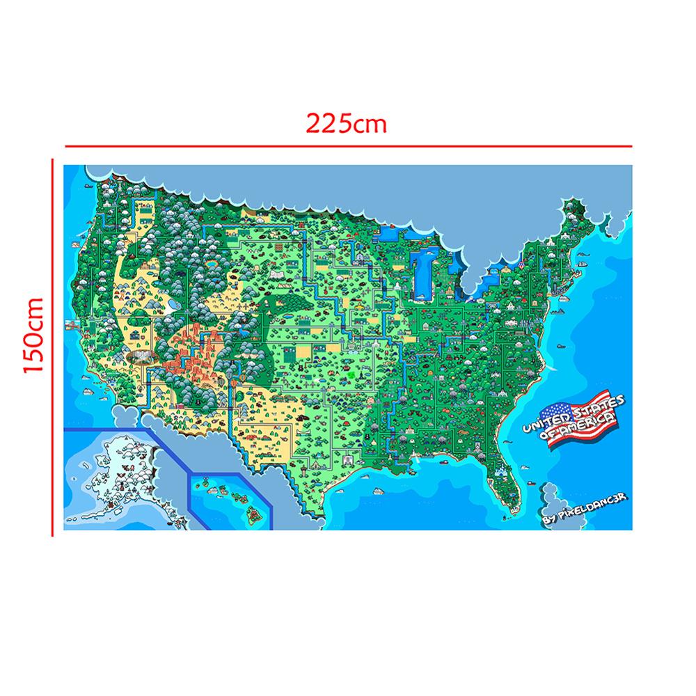 Non-woven Map of The United States Of America Funny Decor Map By Pixeldancer 150x225cm Home Bar Poster