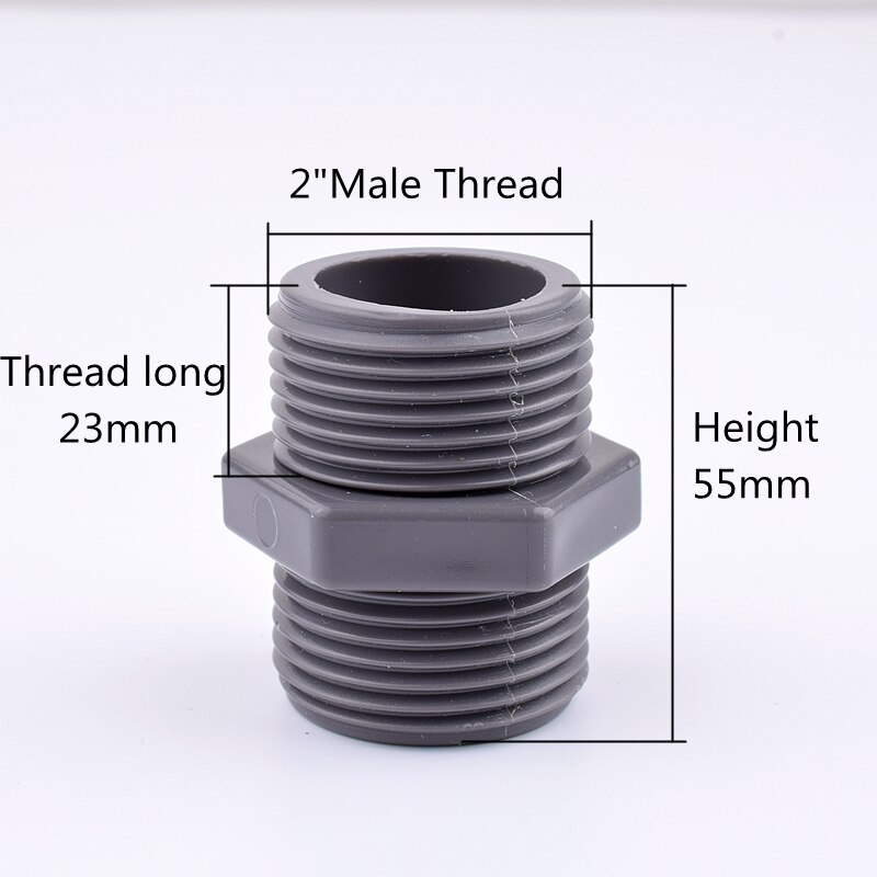 1-10pcs 1/2“ - 2“ Male Thread PVC Connector PVC Pipe Adapter Garden Irrigation Watering Fittings Plumbing Accessories: 3pcs / 2 Inch Grey