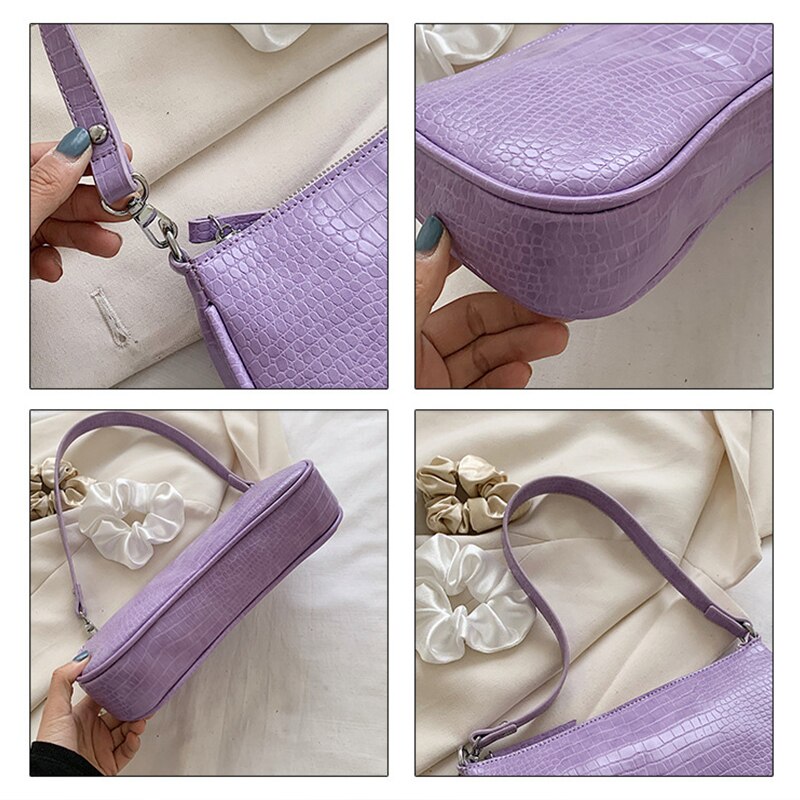 Vintage baguette tas met alligatormotief voor dames, pu leren schoudertas, okseltas, dameshandtas, meisjesportemonnee